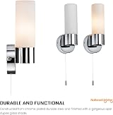 National Lighting Chrome E14 LED Bathroom Wall Light with Frosted Glass IP44 view 2