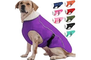 EMUST Dog Jacket Winter, Cozy Windproof Dog Jacket for Cold Weather, Solid Color Dog Vests for Winter for Medium Dogs, Purple, M