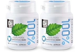 DC24 DAILY CARE 100% Xylitol Gum, No Aspartame, Sugar Free Peppermint Chewing Gum, Natural Flavors, Gluten Free, Vegan, 60 Pieces, Pack of 2