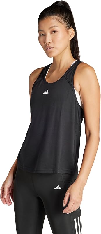 Donna Train Essentials Minimal Branding Racerback Tank Top Shirt, Black, XS