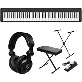 Casio CDP-S160 88-Key Compact Digital Piano Keyboard with Touch Response, Black, Bundle With H&amp;A Keyboard Stand/Bench Pack with Sustain Pedal, Turnstile Audio TAPH100 Studio Monitor Headphones