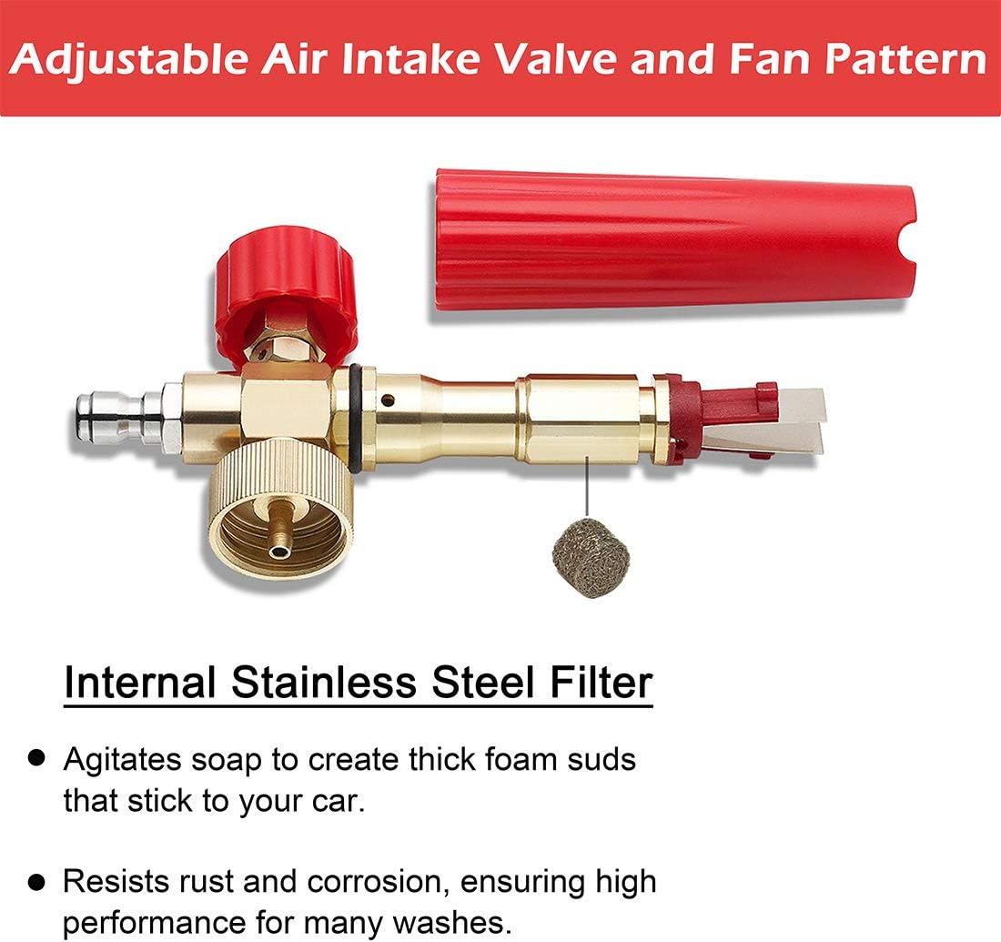 YAMATIC Adjustable Foam Cannon Professional Car Wash Pressure Washer Jet Wash 1/4" Quick Connect Snow Foam Lance: Garden & Outdoor