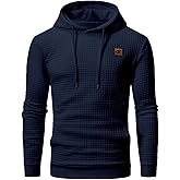 Yundobop Men's Pullover Hoodies Plaid Jacquard Long Sleeve Drawstring Hipster Casual Hooded Sweatshirts with Kanga Pockets