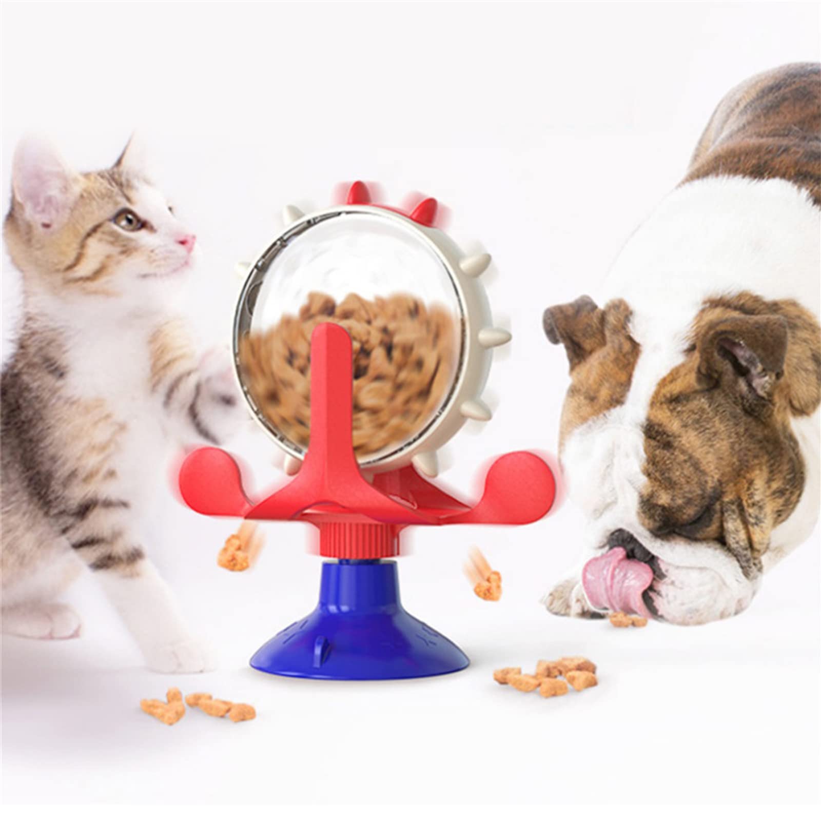 Dog Puzzle Toys Spin Interactive Cat Slow Feeder,Creative Treat Dispenser for Pets IQ Brain Training Mental Enrichment,Reduce Boredom,Natural Foraging Skills for Smart Small and Medium Pets (Red)