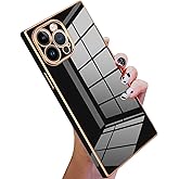 KANGHAR Case Compatible with iPhone 14 Pro Max Luxury Cute Plating Electroplated Design Case Full-Body Anti-Scratch Shockproof Bumper Protective Cover Black