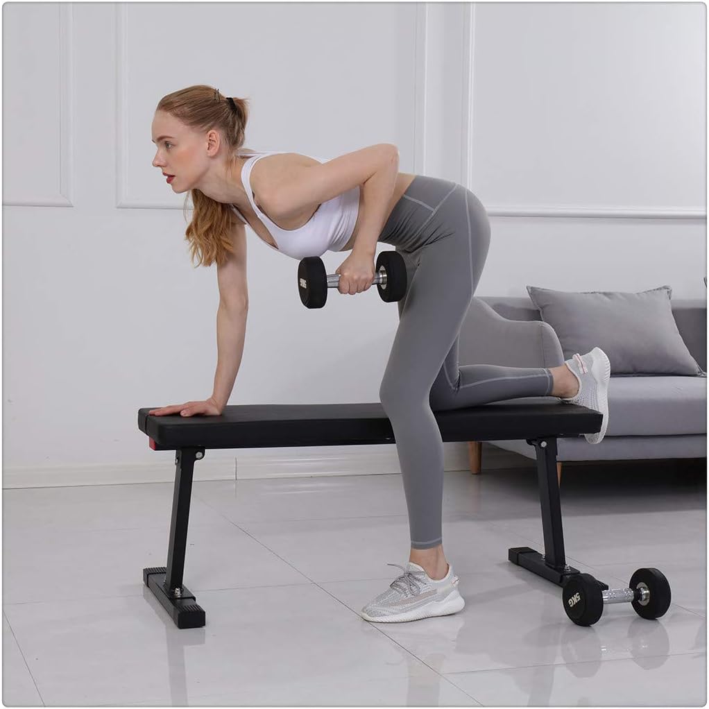 MIARHB Foldable Exercise Bench, 41'' Flat Bench Workout Utility Bench Capacity Sit Up Bench Weight Training and Abdominal Training Folding Bench for Home …