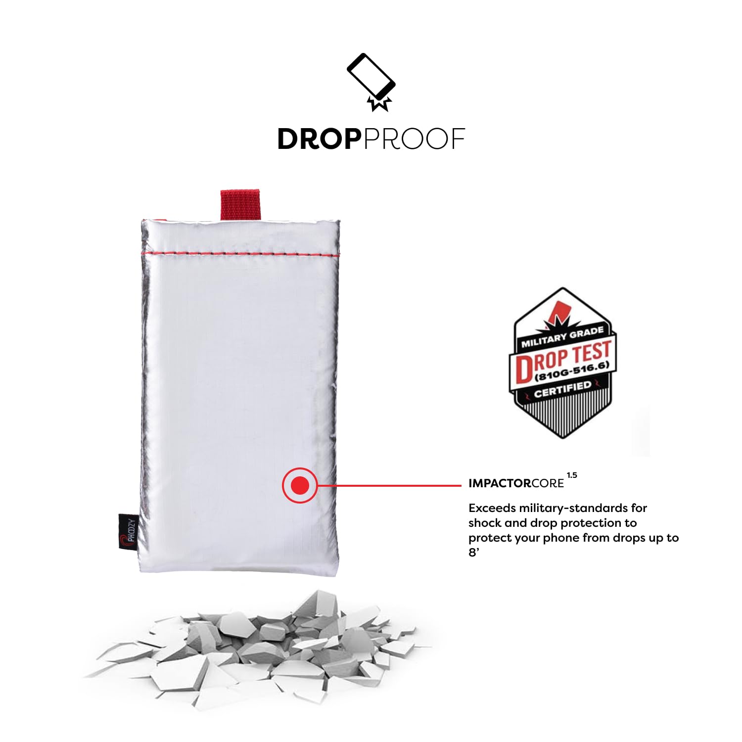 PHOOZY Apollo Thermal Phone Case | Insulated Phone Pouch Extends Battery Life 3X in Freezing Weather | Cold Resistant Drop Protection | Military Grade Water Resistant | Large | Silver