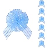 6 PCS Large Pull Bows, Blue Bow for Gift Wrapping,Gifts Decorations,6″ Party Wedding Ribbon Bows for Wrapping Boxes or Flower Decorations,Presents or Christmas Tree (Blue)