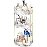 GTI 360°Rotating Makeup Organizer, 3 Tier Large Capacity Perfume Cosmetics Skincare Vanity Organizers,Bathroom Counter Organizer, Dresser Spinning Countertop Organizer and Storage for Women (Clear)