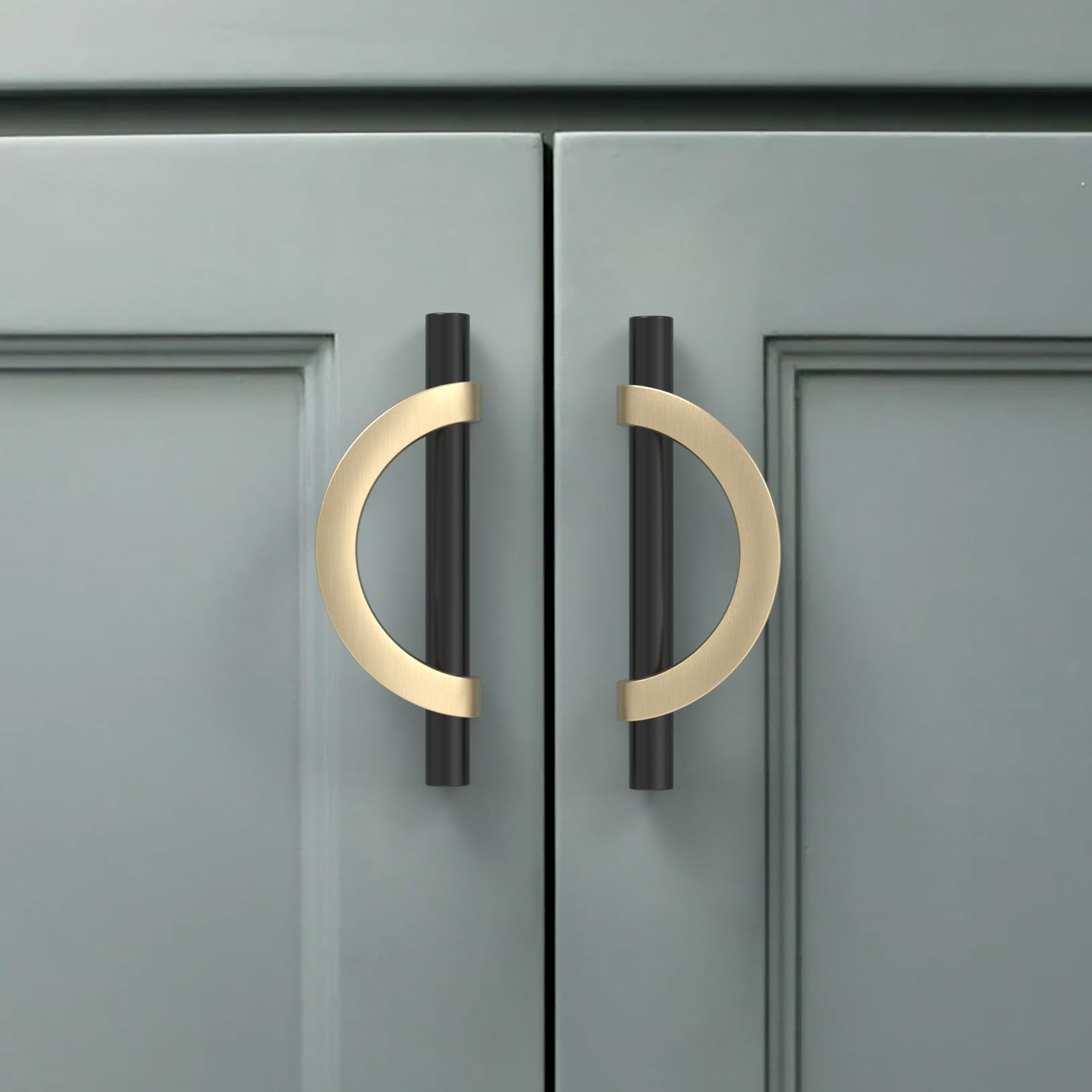 Photo 1 of Amerdeco 6 Pack Black Brushed Gold Cabinet Pulls 3.75 Inch(96MM) Hole Centers Kitchen Cabinet Handles Hardware Kitchen Handles for Cabinets Cupboard Handles Drawer Pulls