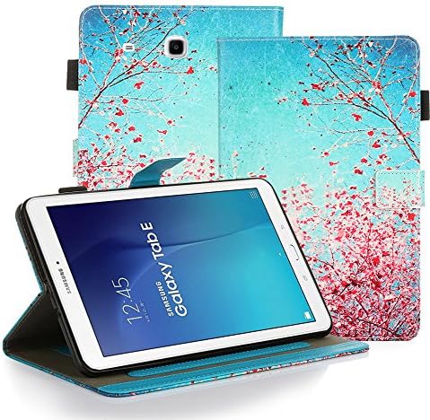 LeCase Galaxy TAB E 9.6 Case, Card Slots, Magnetic Closure, Flip Leather Case With Adjustable Stand For Samsung Galaxy TAB E 9.6 (SM-T560) Tablet 2015, Cherry Blossoms