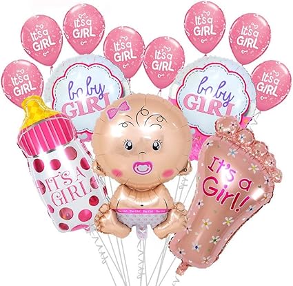 Amazon Com 13pcs Baby Shower Decorations For Girl Foil Balloons