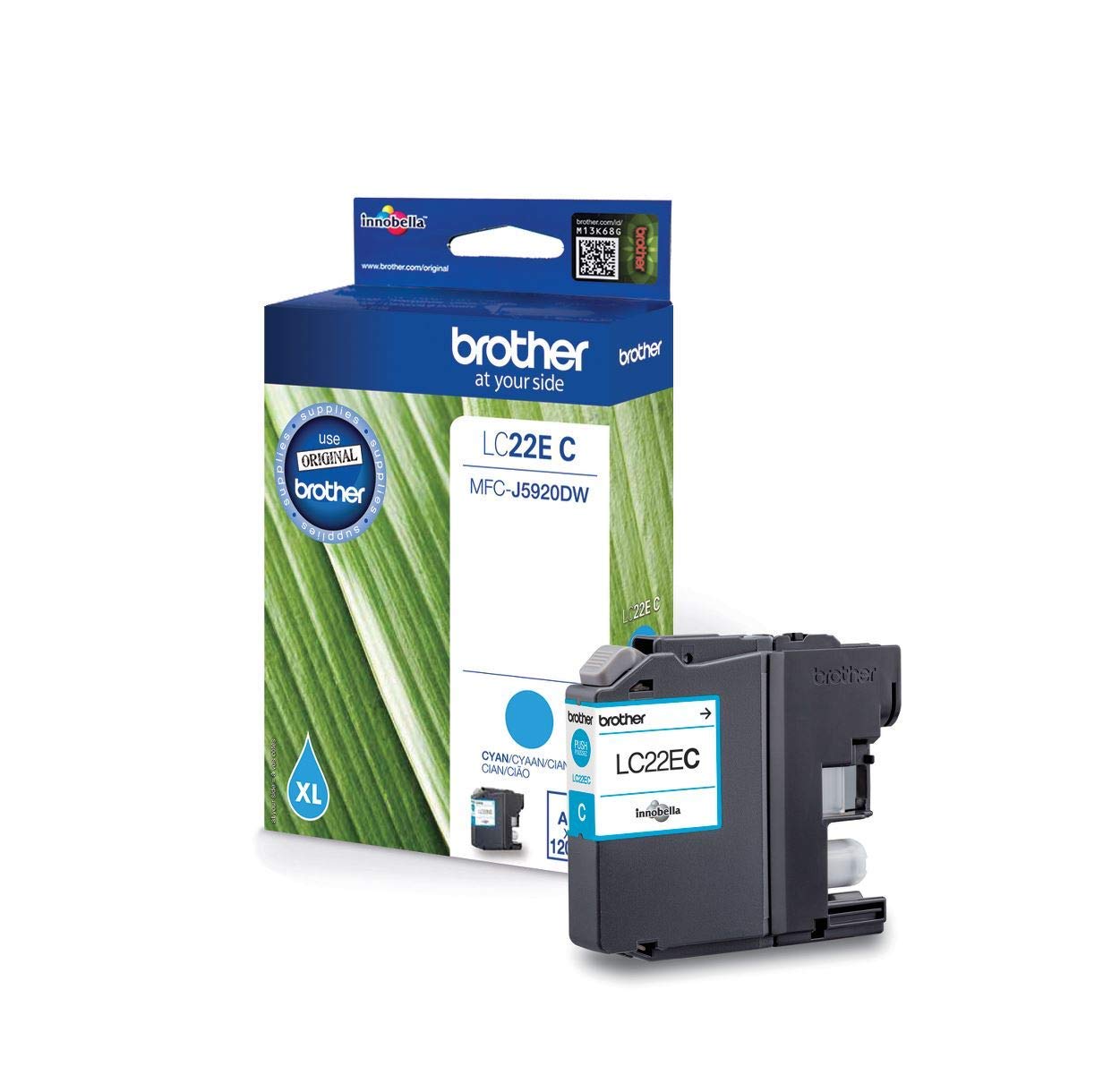 Brother LC-22EC Inkjet Cartridge, Cyan, Single Pack, Super High Yield, Includes 1 x Inkjet Cartridge, Brother Genuine Supplies