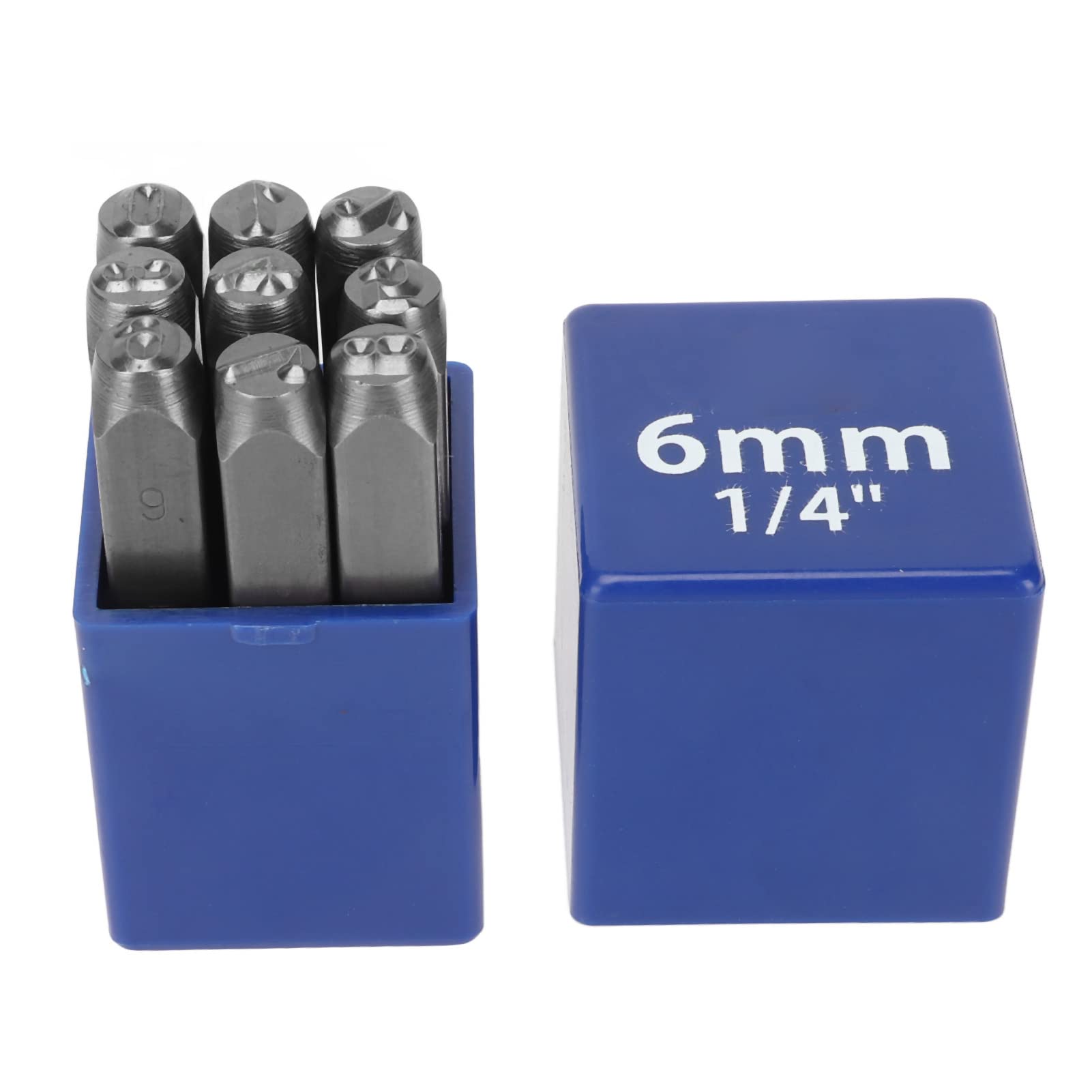 Qcwwy Metal Number Punch Set, 9 Pcs 6mm High Carbon Steel Number Punch Set Metal Stamping Tool for Lmprinting Metal Plastic Wood Leather