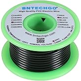 BNTECHGO 22 Gauge PVC 1007 Solid Electric Wire Black 25 ft 22 AWG 1007 Hook Up Tinned Copper Wire