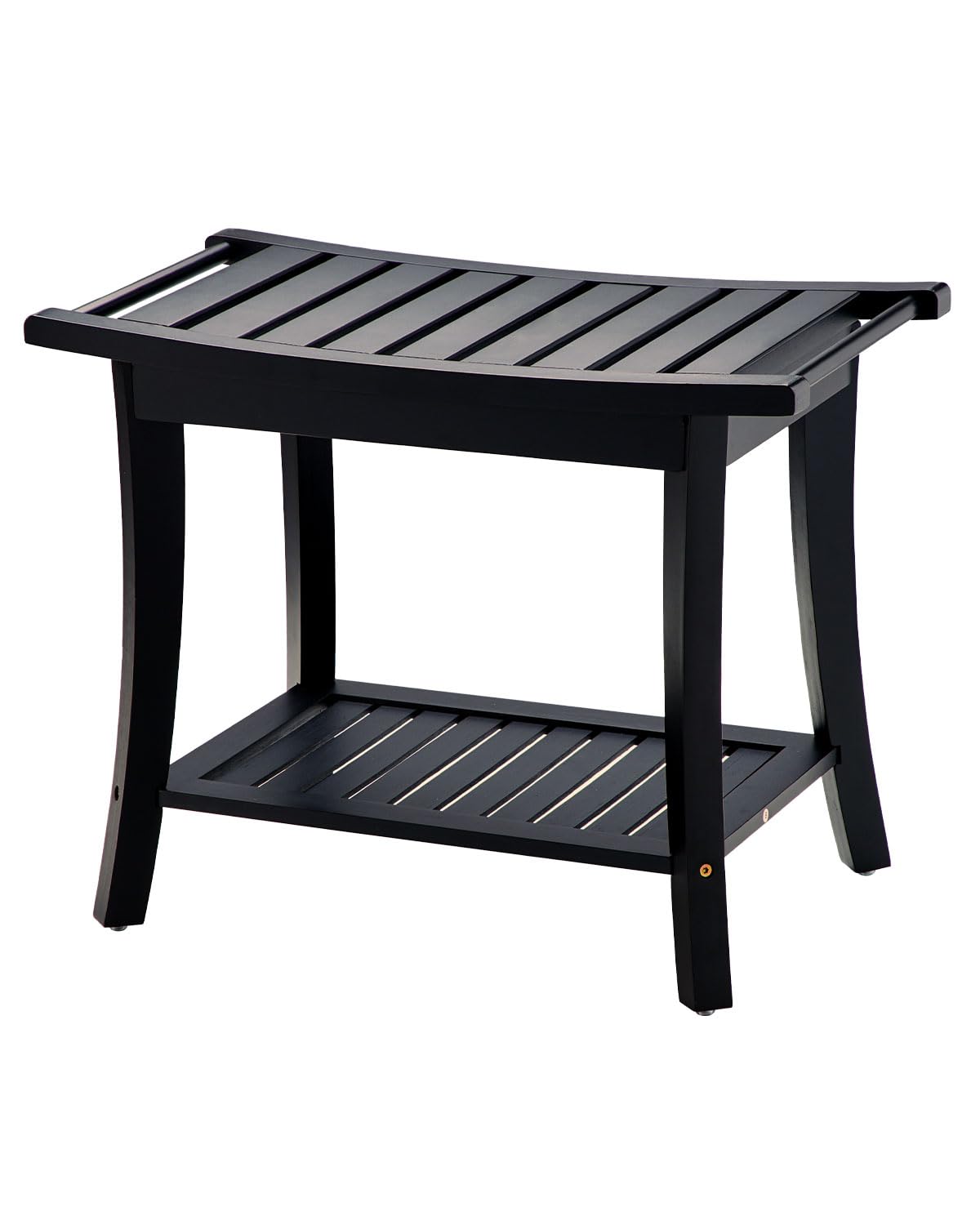 OasisSpace Bamboo Shower Bench with Storage Shelf, 24