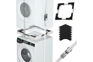 JHCHU Washer Dryer Stacking Kit, Universal Stacking Kit for Washer and Dryer, Adjustable Frame for 29 ", 28 ", 27 ", 26 ", 25 ", 24" Stackable Washer and Dryer Stacking with Ratchet Strap (White)