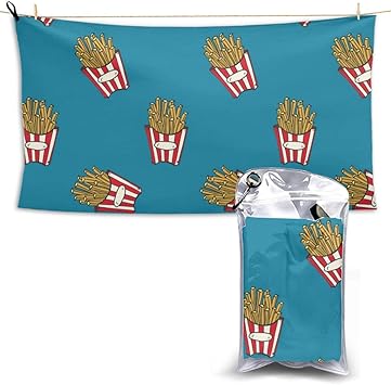 Amazon ジャンクフードフライドポテトパターン速乾タオル スポーツタオル バスタオル 旅行タオル 収納袋付き 瞬間吸水 速乾 耐久 抗菌防臭 大判 73x130cm 敏感肌 赤ちゃんに安心 アウトドア 登山 水泳 旅行 ヨガに最適 Vciostnt 贸易会社 スポーツタオル