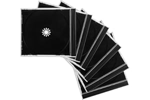 YTFRL 6 PCS Standard Single Clear CD Jewel Case, 10 mm Slim Plastic Disc Storage Case with Assembled Tray, Square-Shaped Single Disc Capacity CD Cover DVD Protection Replacement (Black)