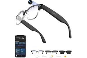 AI Smart Glasses with 4K Camera, 8MPW Anti-Shake Bluetooth Camera Glasses, 1080P Video Recording Dual Mic Noise Reduction, Real Time Translation&amp;Simultaneous Interpretation, 290mAh Capacity(W630)3.4 out of 5 stars 312 offers from $82.64