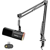 MAONO PD100WS Wireless Gaming Microphone for PC, Dynamic Streaming USB Mic with 3 Level Noise Cancelling,RGB,Mute Button, Software EQ,Computer Boom Mic for Podcast, Vocal Recording, Black