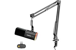 MAONO Wireless Dynamic Microphone Set for PC, One-Tap Noise Cancellation Computer USB-C Boom Mic with RGB, Mute, Gain Control