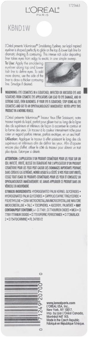 L'Oreal Paris Voluminous Smoldering Eyeliner, Black, 0.087 Ounce, blackone - Image 4