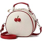 Alunsito PU Leather Crossbody Bag Cute Shoulder Messenger Bag Cherry Print Purse with Adjustable Strap Handbags for Women