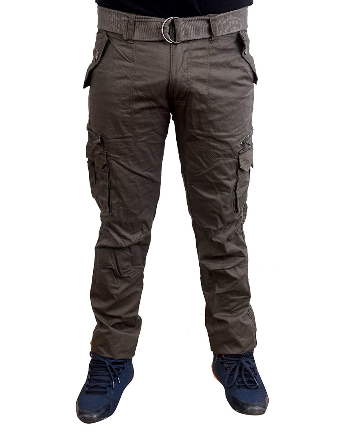krystle men's cotton dark grey cargo pant