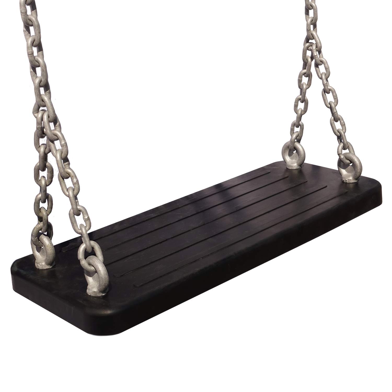 Heavy Duty Reinforced Black Rubber Playground Swing Seat With Steel Chains