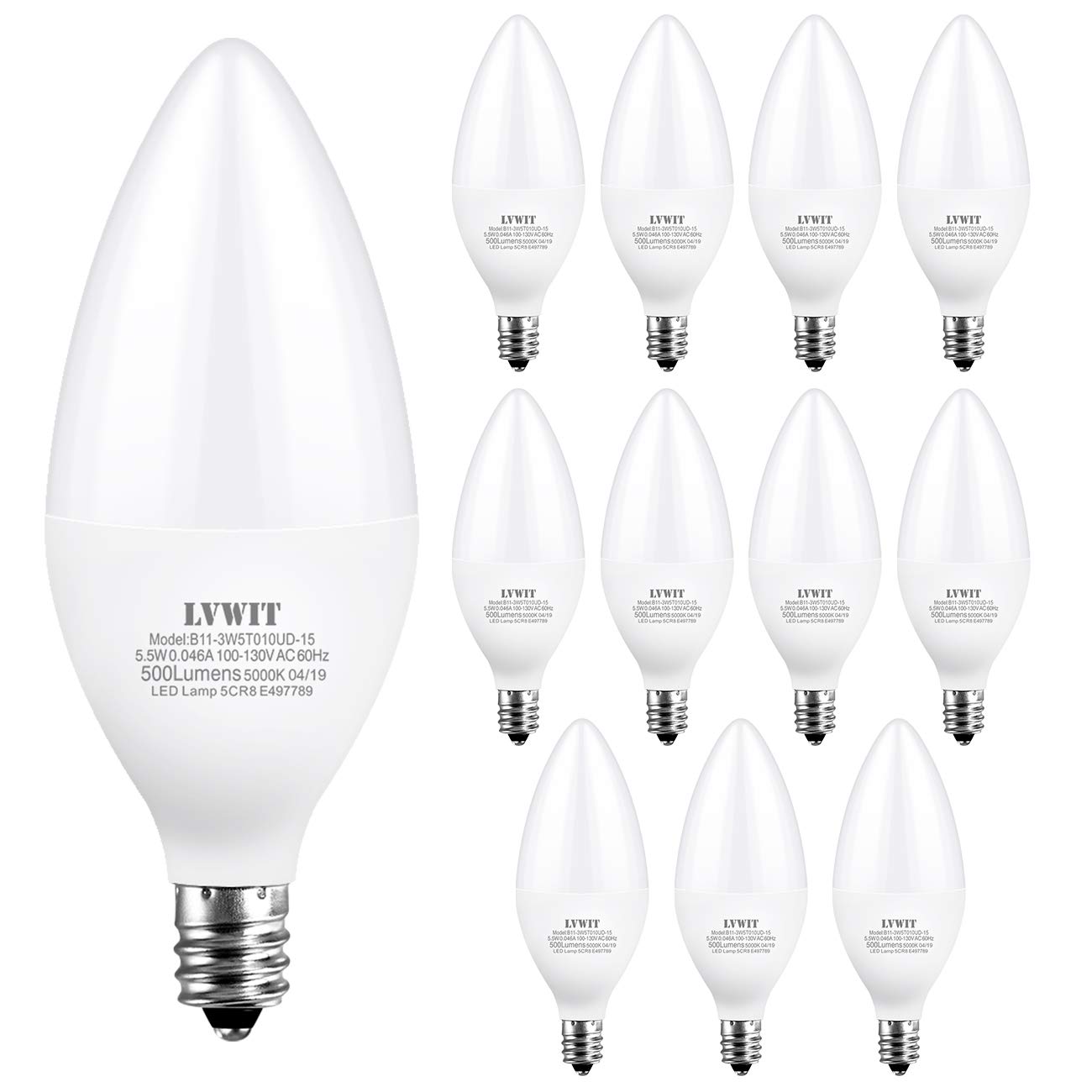 B11 LED Bulbs E12 Candelabra Small Candle Base 5000K Daylight NonDim