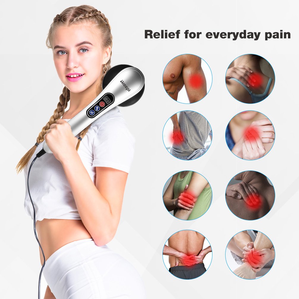 Ikeepi Masseur électriques Portable Masseur Cellulite Avec 8 têtes de Massage Pour le Epaule Cou Tête Nuque Dos Jambes Pieds