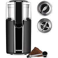 SHARDOR Coffee Grinder Electric, Spice Grinder Electric, Grinder for Spices and Seeds with 2 Removable Stainless Steel…