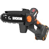 WORX Cordless Mini Chainsaw, 20V 6" Pruning Saw, WG327 | Brushless Motor, 33 ft/s Chain Speed, Weighs 3.49 LBS, Battery &amp; Charger Included, PowerShare