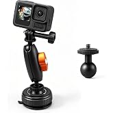 K&amp;F CONCEPT Suction Cup Mount with Ball Head Magic Arm for Action Camera | Car Windshield Window Dash Mount Holder, 1/4" &amp; Three-claw Adapter for GoPro Hero 13/12/11/10/9, Osmo Action 6/3/4/5 Pro XP01