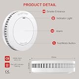 XINDUM Smoke Alarm 10 Years Battery 3 Pack, 85dB, Test/Mute, Magnetic Holder view 4