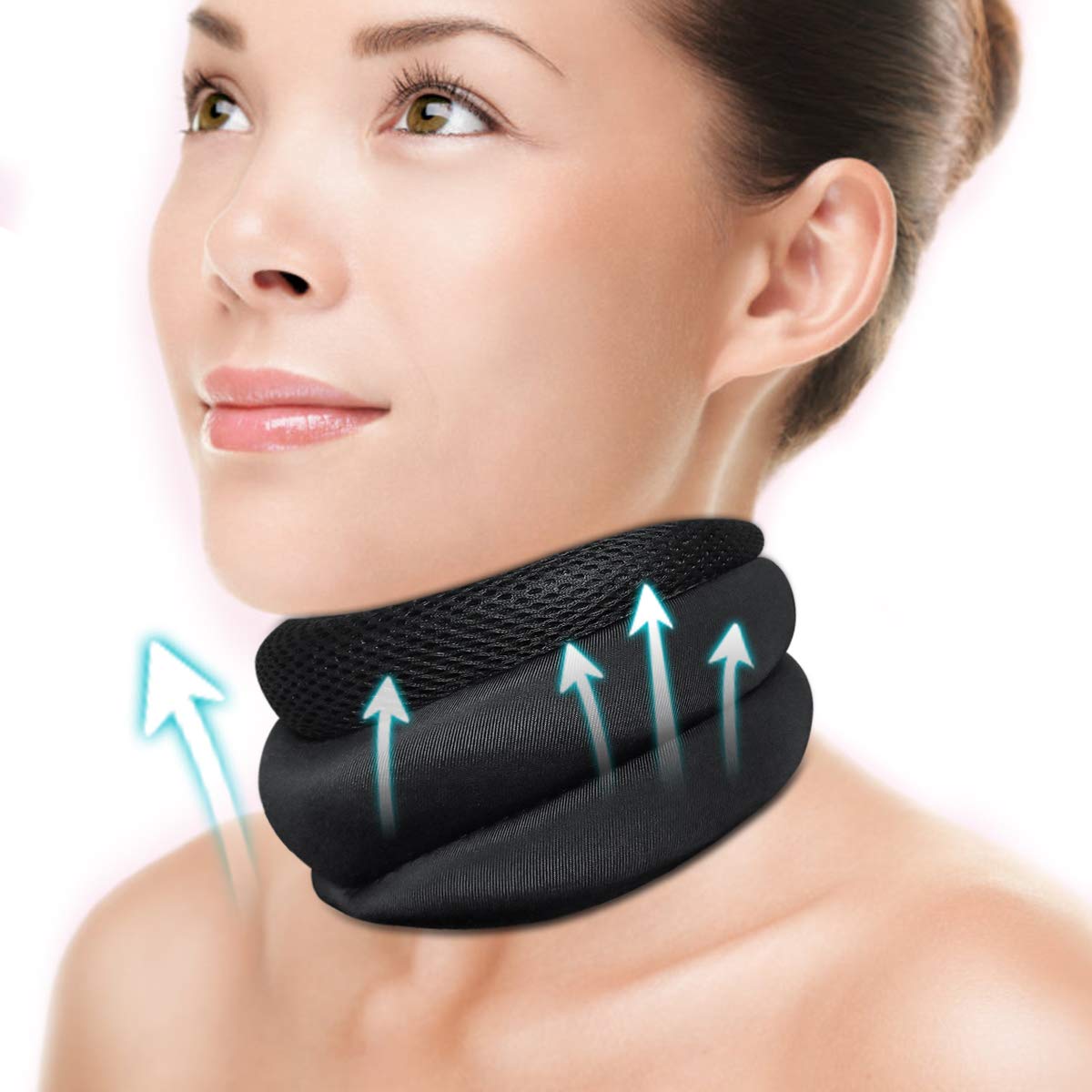 Neck Support Brace for Relieving Neck Pain & Pressure, Soft Foam Cervical Collar that Stabilizes Vertebrae - Suitable for Traveling, Sleeping and Working (M)
