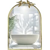 Oujchenghome Gold Baroque Vintage Mirror for Vanity 24x35Inch Gold Antique with Ornate Frame, Arched Vintage Wall for Bathroo