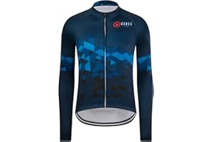 GCRFL Winter Men's Cycling Jersey Long Sleeve Cold Weather Cycle Tops Cycling Jacket Thermal Fleece Bike Shirts Zipper Pocket