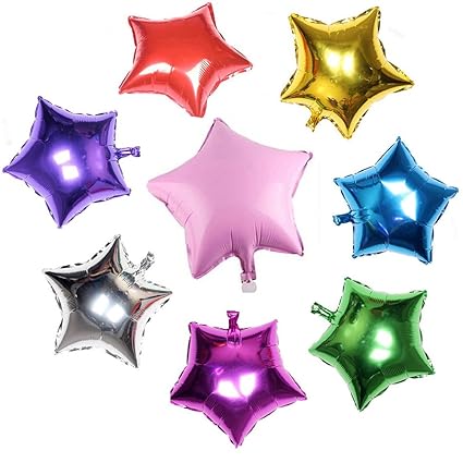 Pixnor 8 Star Folie Luftballons – Star Flach Helium Folie Ballons (zufällige Farbe)