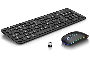 cimetech Bluetooth Keyboard and Mouse, Rechargeable Dual-Mode (Bluetooth 5.1 + USB) Wireless Keyboard and Mouse Combo, Ultra-Slim Multi-Device Keyboard for Mac, iPad, Computer, PC, Windows - Black