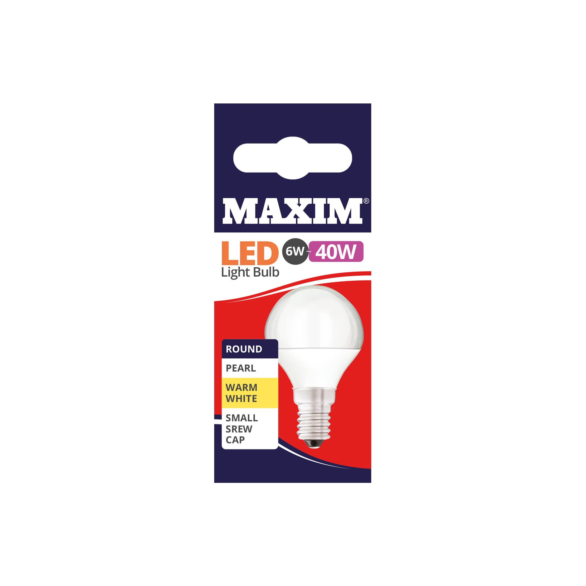 Maxim LED Round Small Edison Screw Cap (Ses) Bulbs, E14, 6 W, Warm White, Pack of 10