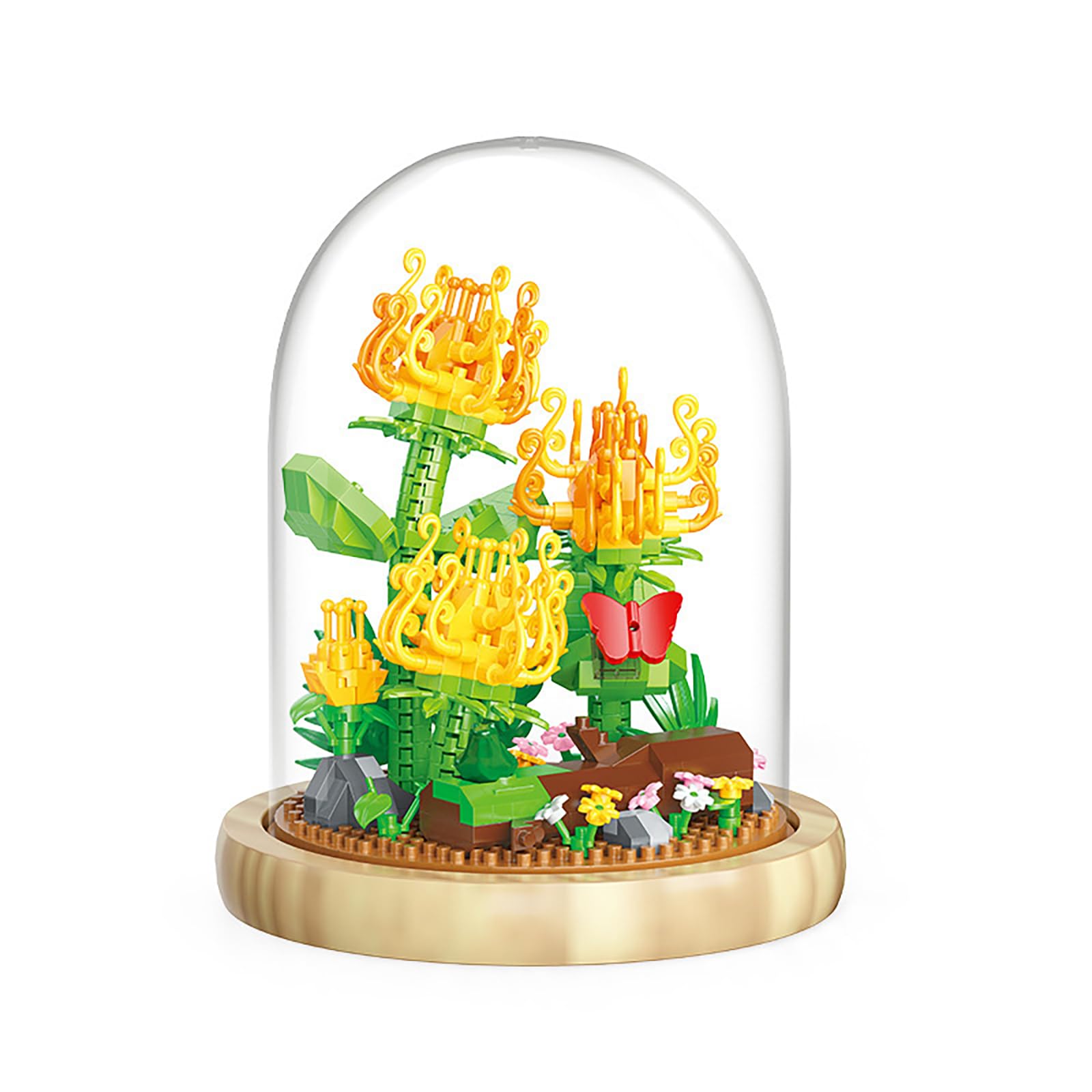 NOOLY Flower Building Blocks with Platic Cover for Home and Office Decoration KLJMH-01 (Golden Chrysanthemum)