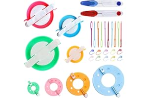 Pom Pom Maker,30pcs Pom Pom Makers kit Includes 8 PCS Pom Pom Maker+2pcs Scissors+10pcs Plastic Needles+10pcs kntting Stitch 