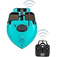 MIOUYTRT RC Bait Boat, 600m/1968ft Long-Distance Control Surf Fishing Bait Boat 4.4LBS Loading Capacity with Dual 5200mAh Battery and LCD for Lake/Ocean Angling, Auto Navigation (Blue)