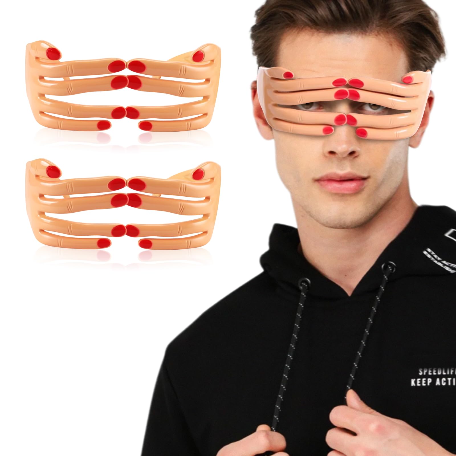 SAIIURV 2 Pairs Novelty Fingers Shaped Glasses For Women Men, Party Props Glasses, Funny Sunglasses for Adults, Novelty Eyewear for Masquerade Party (2PCS)
