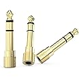 Cubilux 6.35mm to 3.5mm Audio Adapter, Gold Plated 1/4" Male to 1/8" Female TRS Stereo AUX Connector Converter for Guitar Keyboard Digital Piano Studio Monitor Amplifier Mixer Splitter, 3-Pack