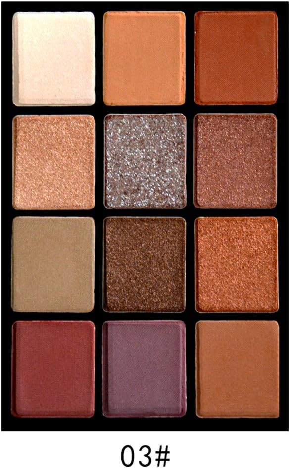 Wtouhe Shimmer Glitter Eye Shadow Powder Palette Matte Eyeshadow Cosmetic Makeup 12 Color Eyeshadow Palette Lip Blush Gloss Beauty