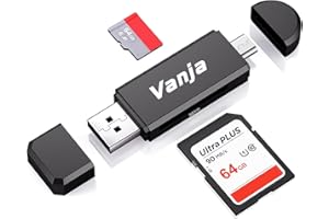 Vanja SD Card Reader, Micro SD to USB OTG Adapter Micro USB Portable Memory Card Reader for SD TF SDXC SDHC MMC RS-MMC Micro 