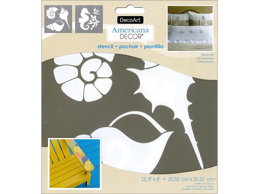 DecoArt DECADS-K.205 Decor Stencil 8x8 Ocean Life Americana Decor Stencil 8x8 Ocean Life